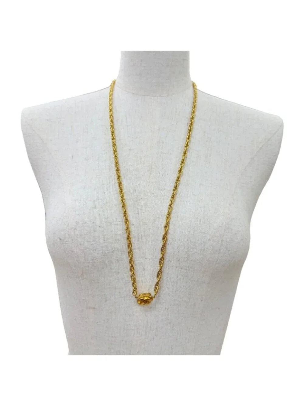 Chanel Vintage Metal CC Logo Twist Chain Necklace Gold